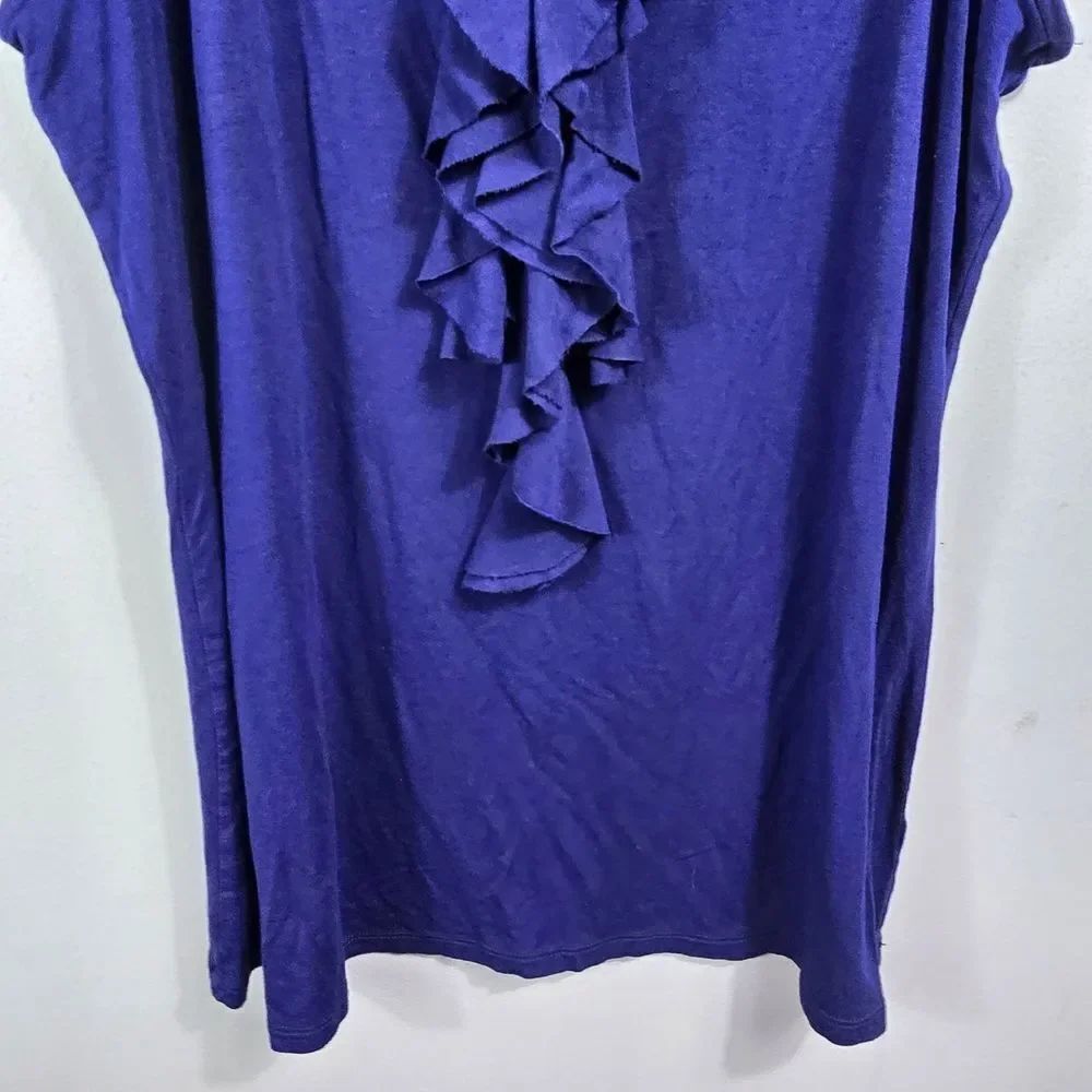 Merona Navy Ruffle-Front Sleeveless Tank Size L - Picture 5 of 7